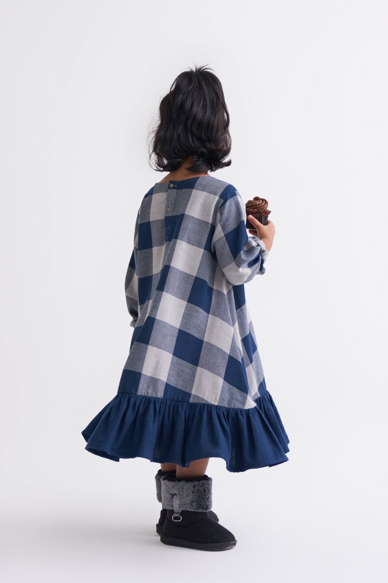 Bottom Frill Dress - Navy Check - Three