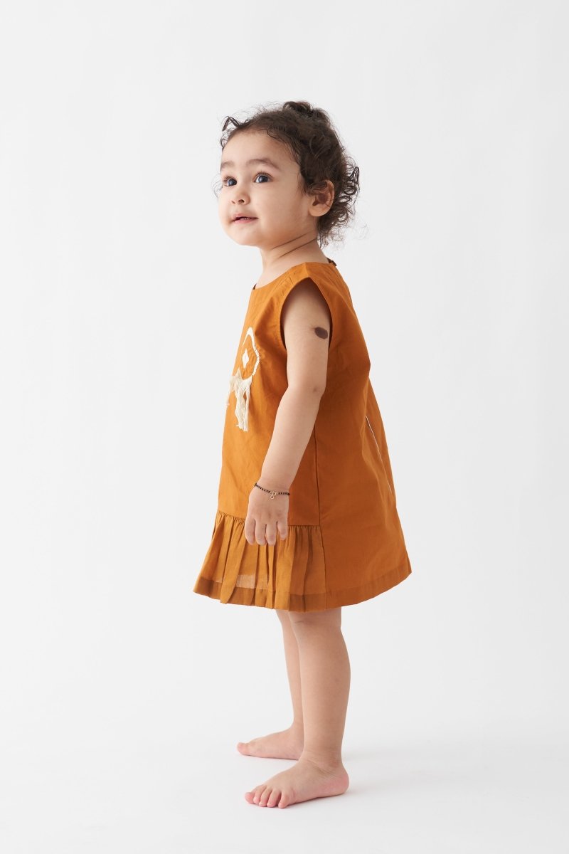 Bottom Pleat Dress -Rust - Three