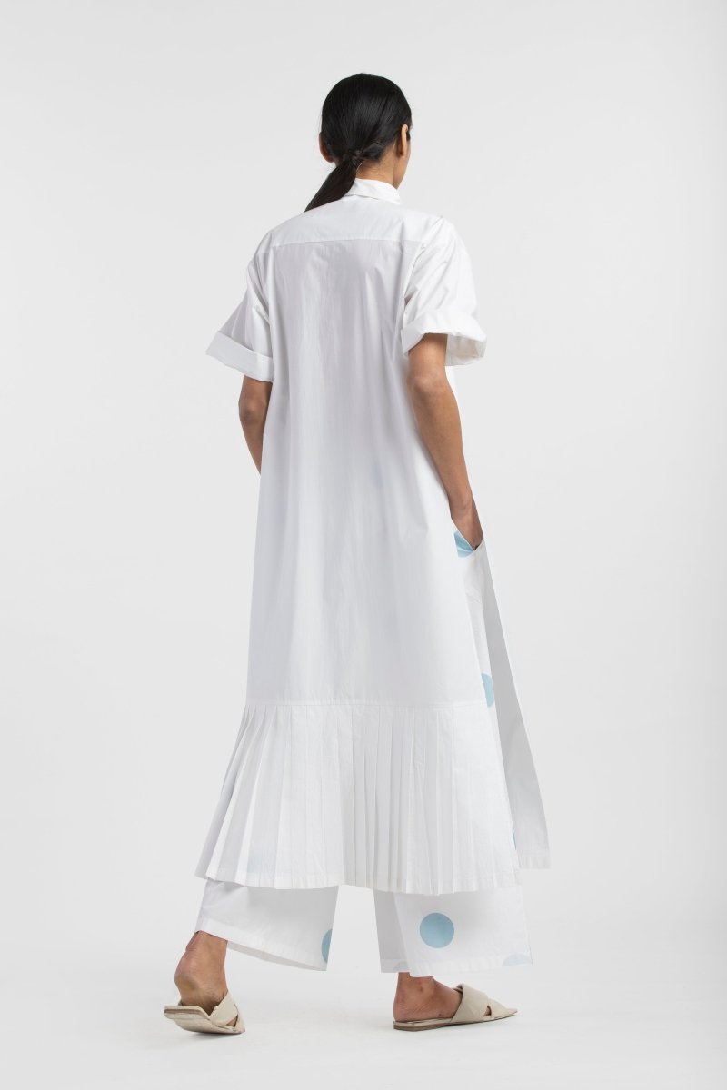 Bottom Pleat Shirt- White - Three