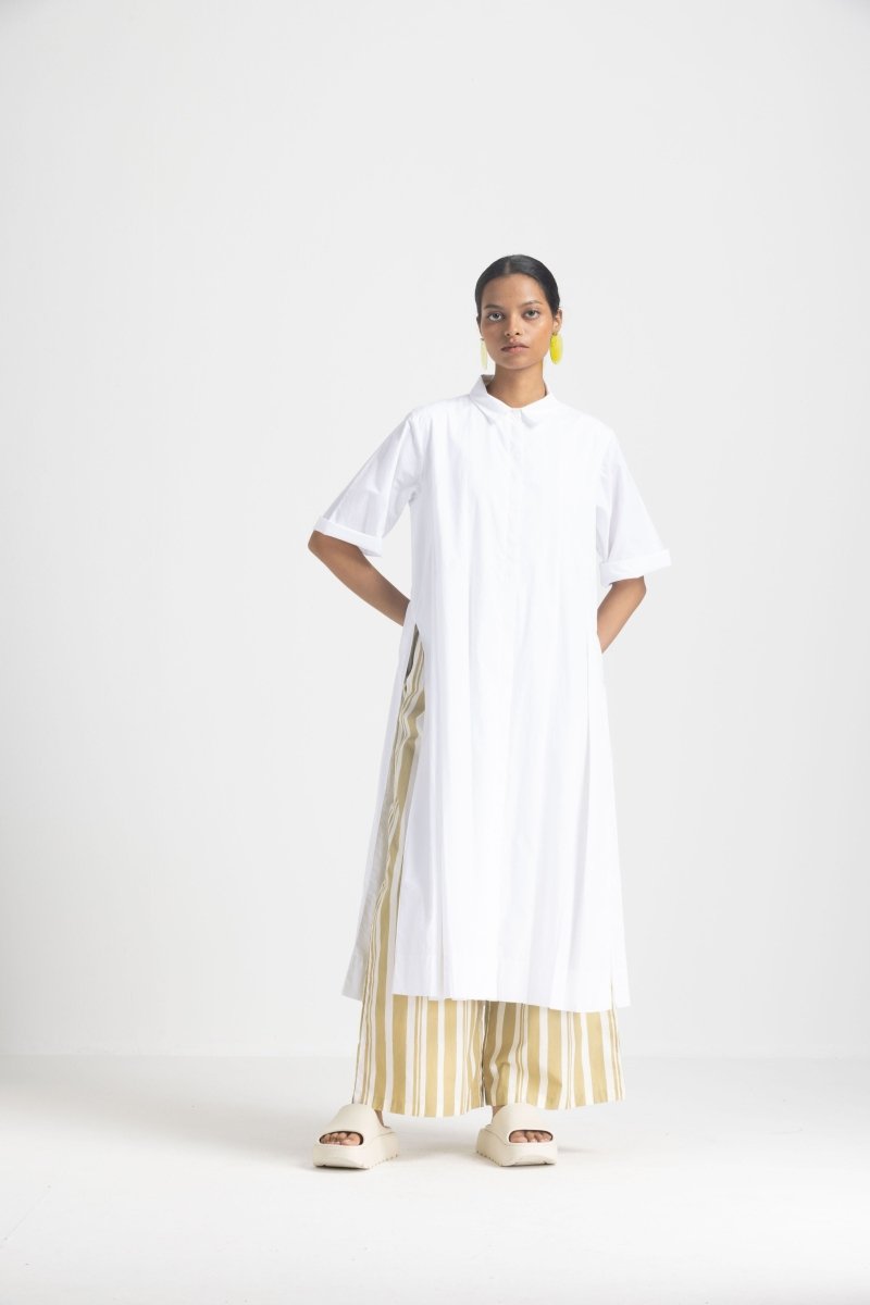 Box Pleat Tunic - White - Three