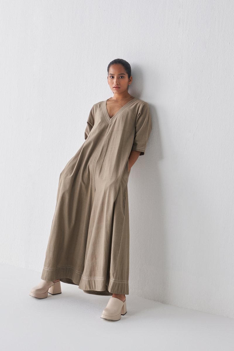 Broad Leg Jumpsuit - Sage - Three