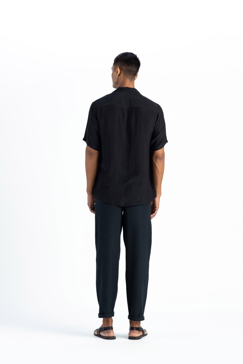 Camp Collar Shirt- Black - Three