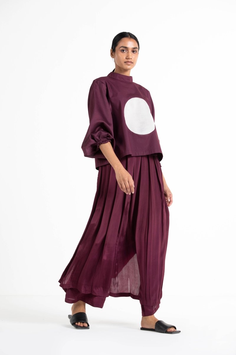 Circle Top Co-ord Wine - Three