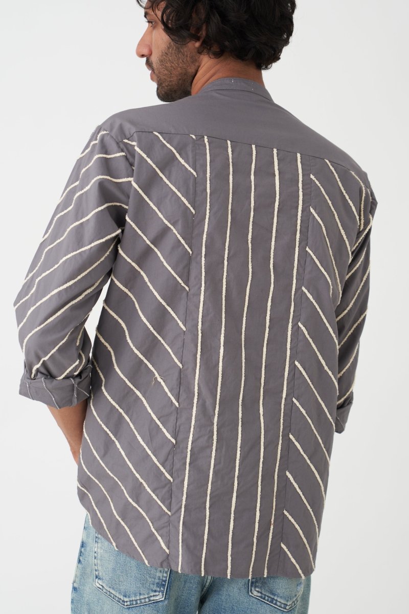 Diagonal EMB. Shirt - Grey - Three