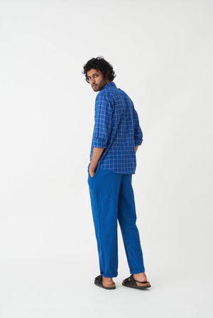 Diagonal Patch Pocket Shirt Co-ord - Electric Blue - Three