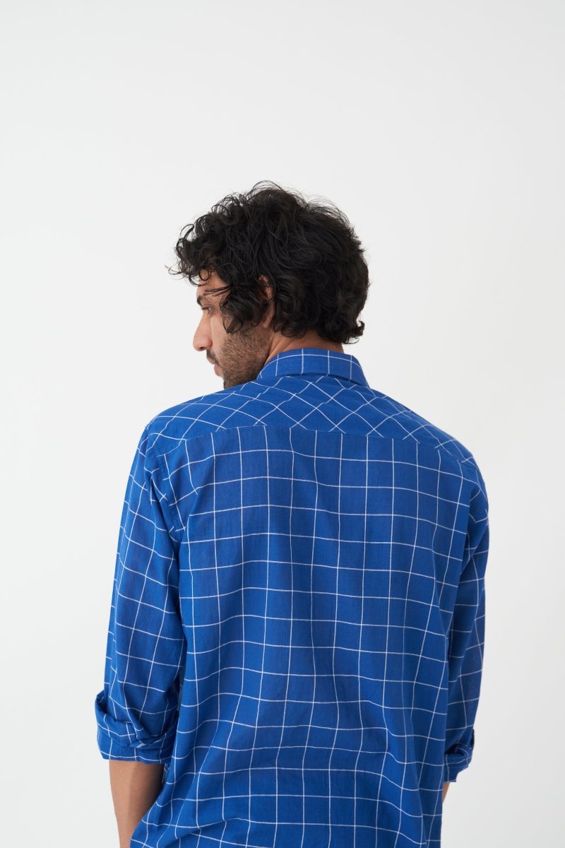Diagonal Patch Pocket Shirt Co-ord - Electric Blue - Three