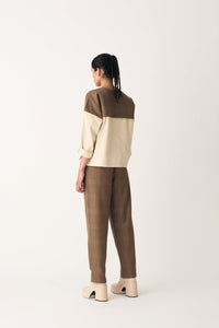 Diagonal Stripe Short Jumper Co-ord - Ivory (Set of 2) - Three