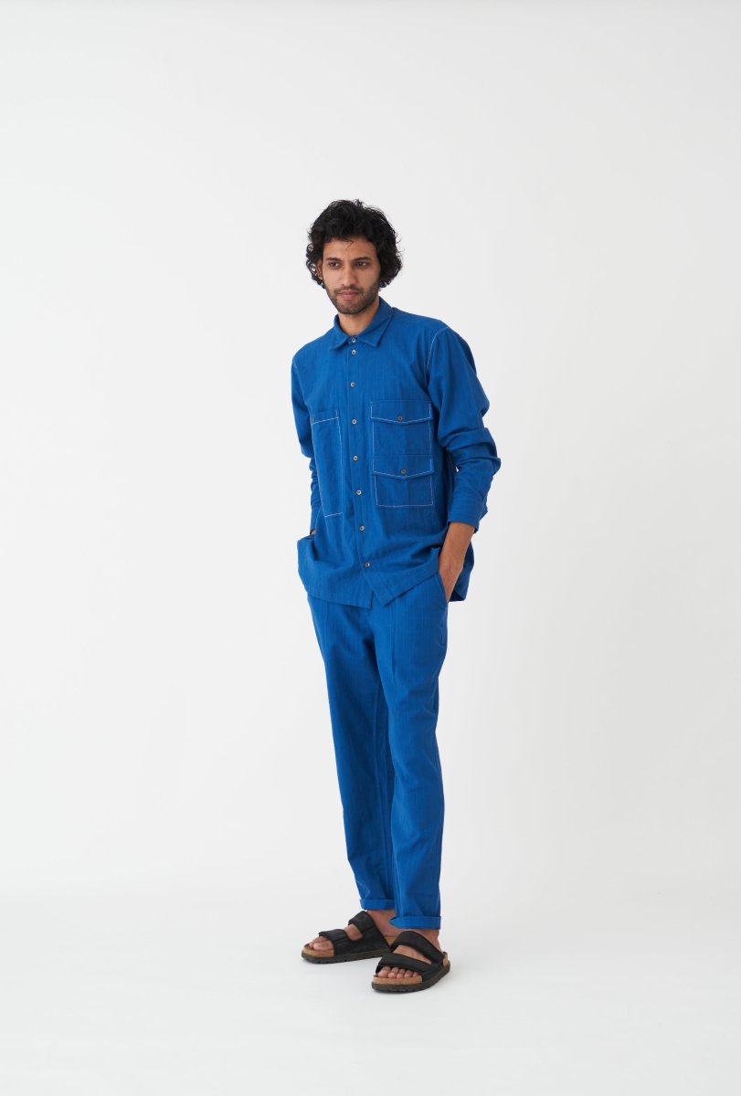 Double Patch Pocket Shirt Co-ord - Electric Blue - Three