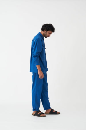 Double Patch Pocket Shirt Co-ord - Electric Blue - Three
