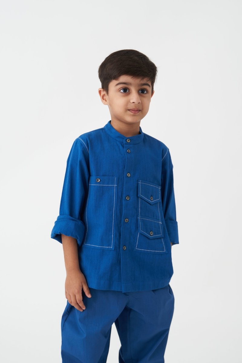 Double Patch Pocket Shirt - Electric Blue - Three