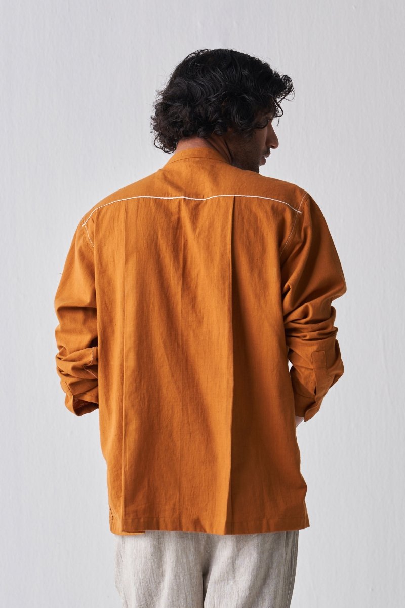 Double Patch Pocket Shirt - Rust - Three