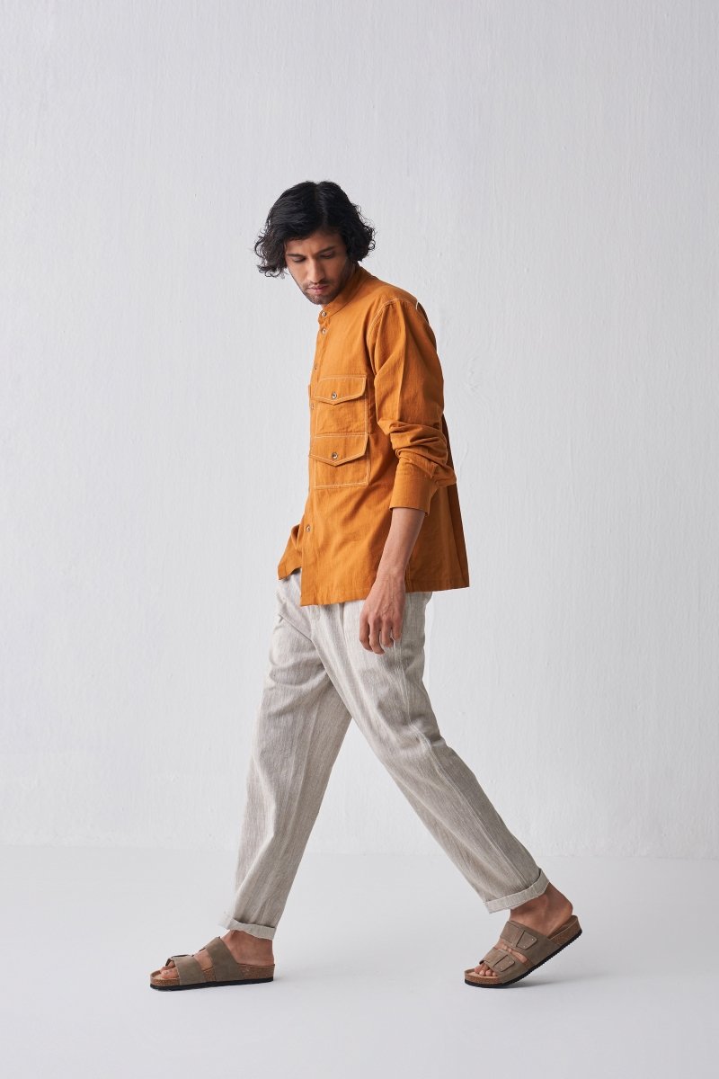 Double Patch Pocket Shirt - Rust - Three