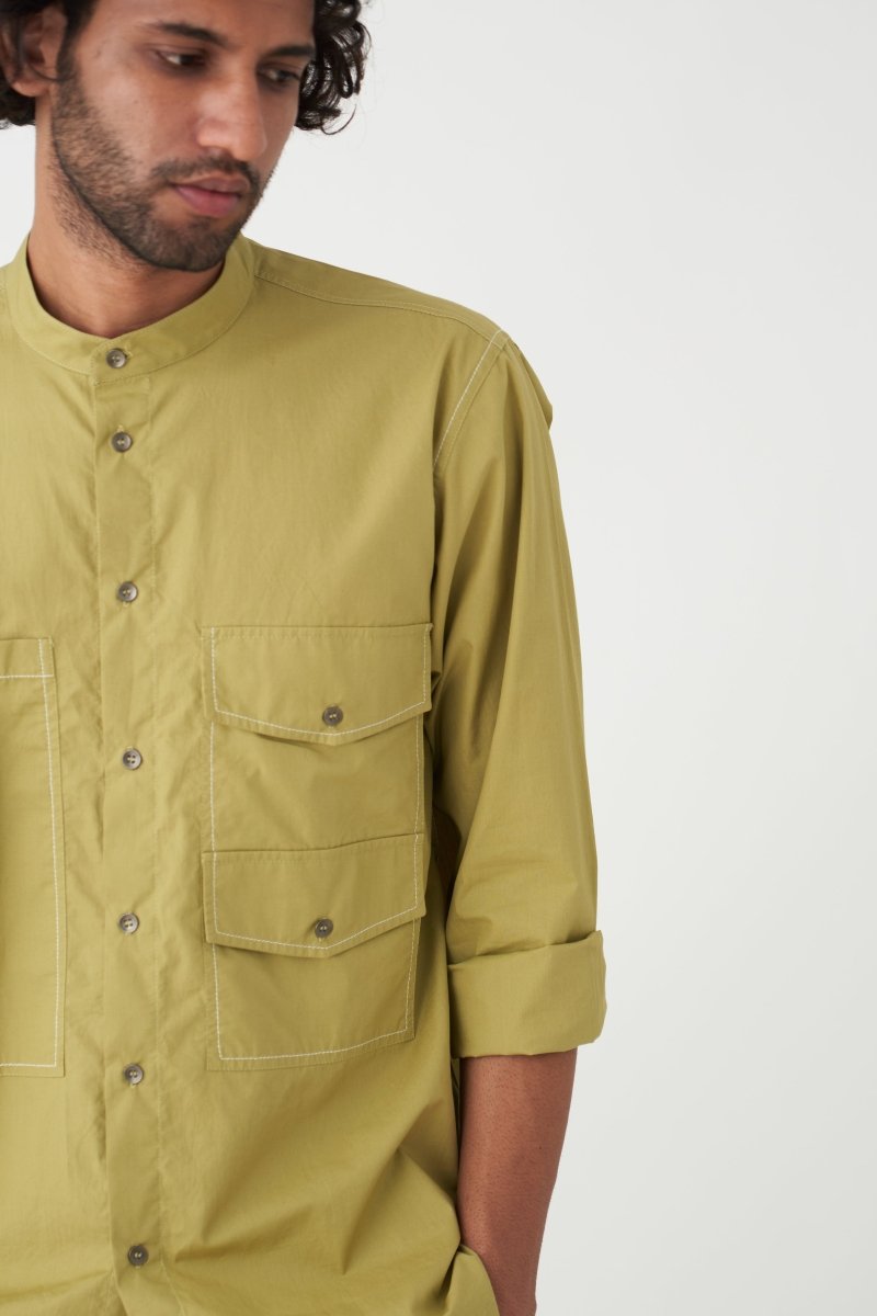 Double Pocket Shirt Co-ord - Moss Green - Three