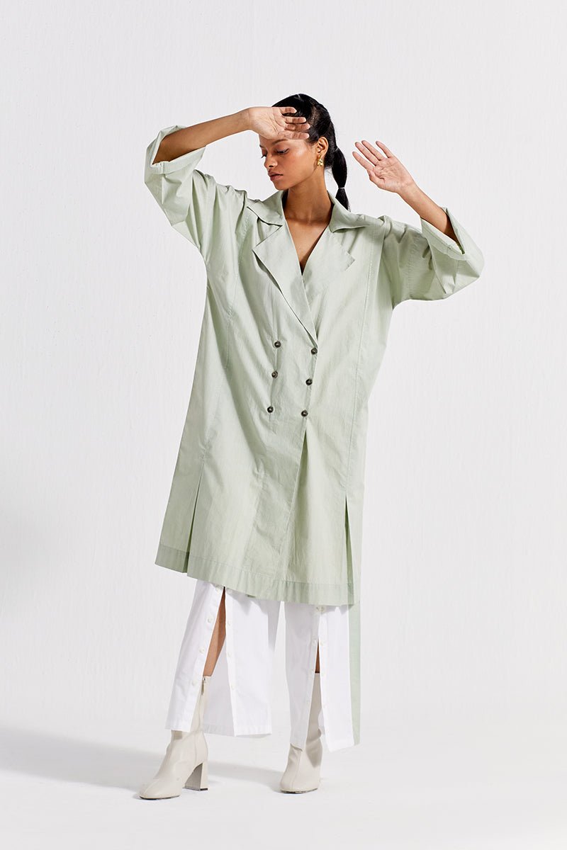 Drawstring Floral OverlayCo-ord (Set of 2) - Mint - Three