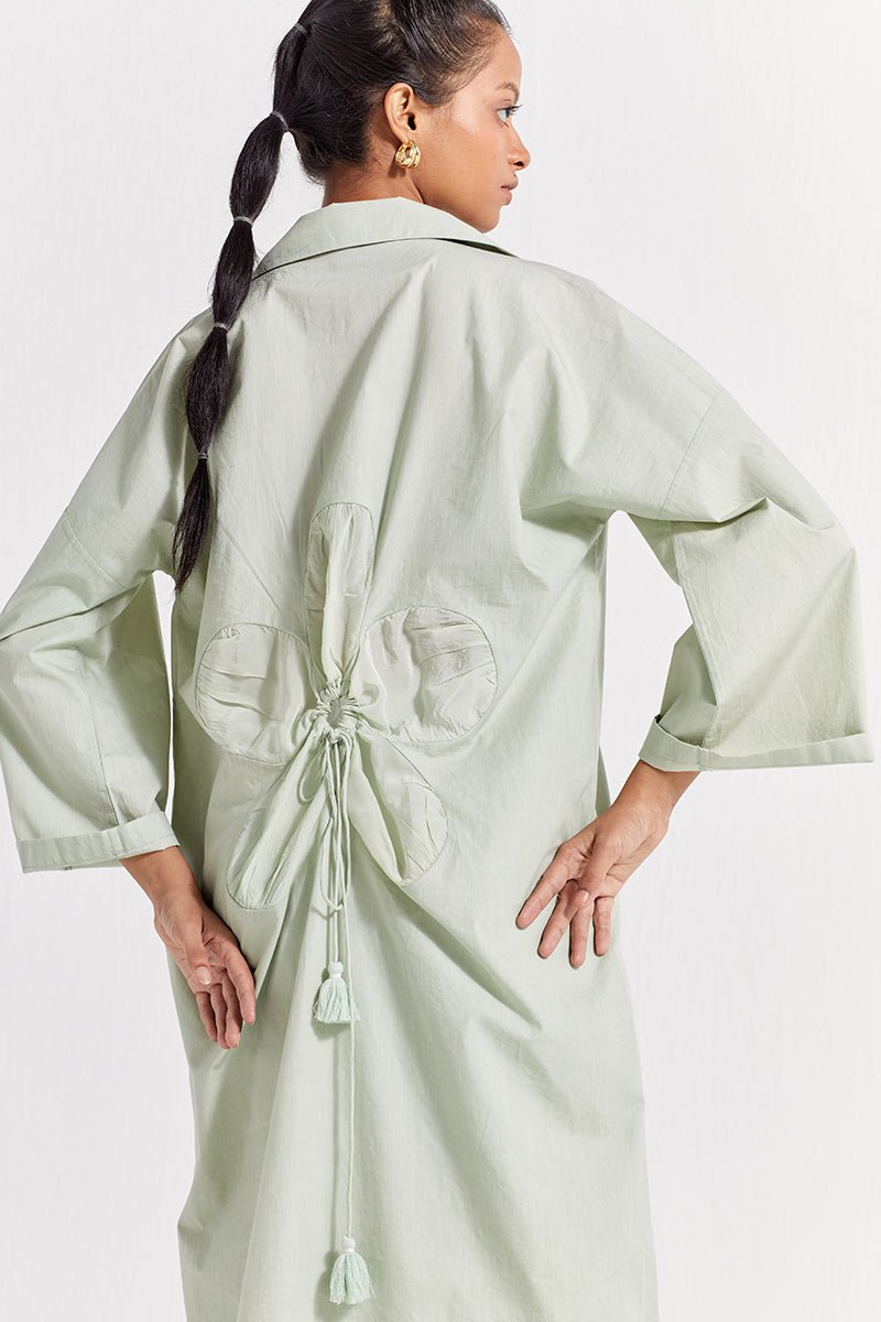 Drawstring Floral OverlayCo-ord (Set of 2) - Mint - Three