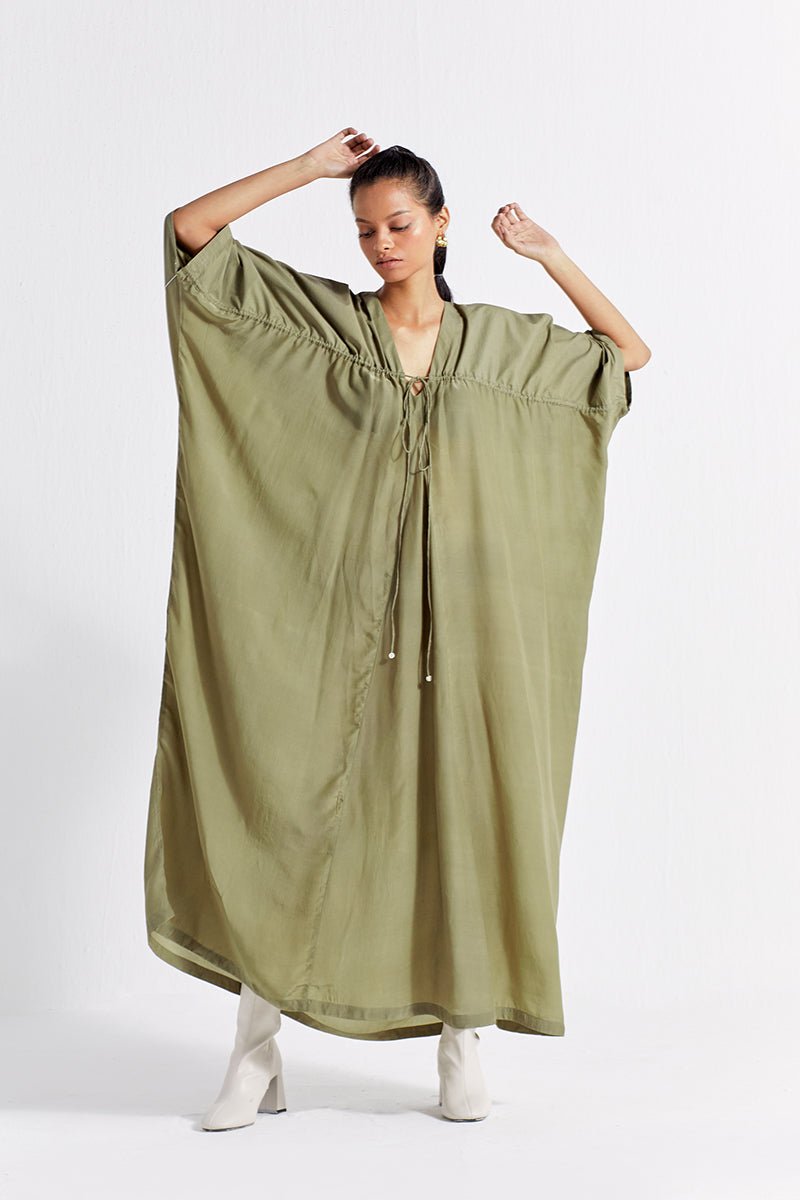 Drawstring Kaftan - Sap Green - Three