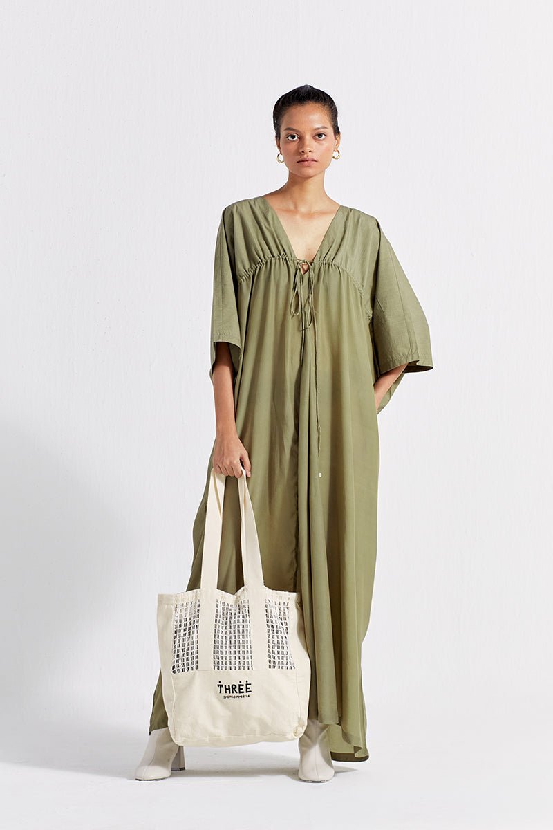 Drawstring Kaftan - Sap Green - Three