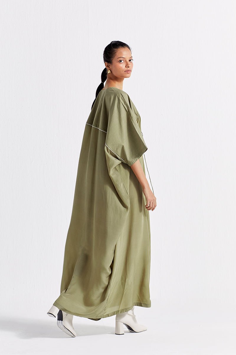 Drawstring Kaftan - Sap Green - Three