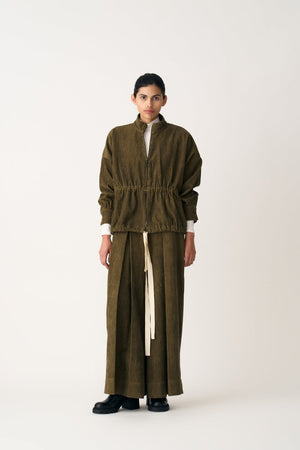 Drawstring Top Co-ord - Forest Green (Set of 2) - Three