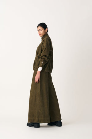 Drawstring Top Co-ord - Forest Green (Set of 2) - Three