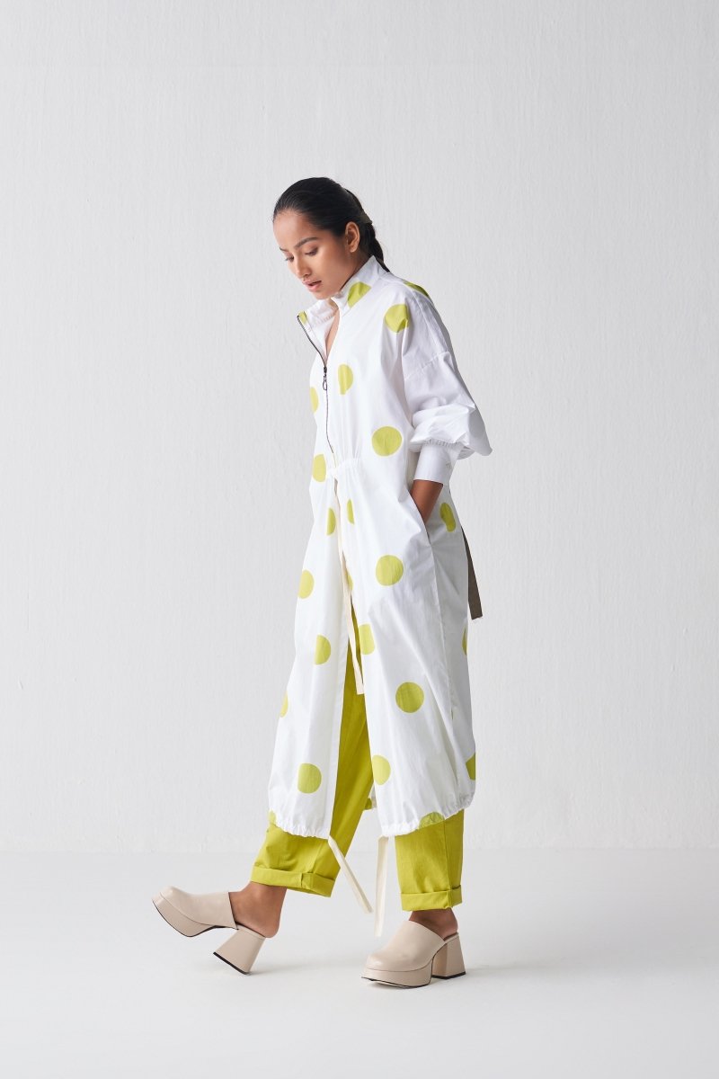 Drawstring Tunic Co ord - Lime Polka - Three