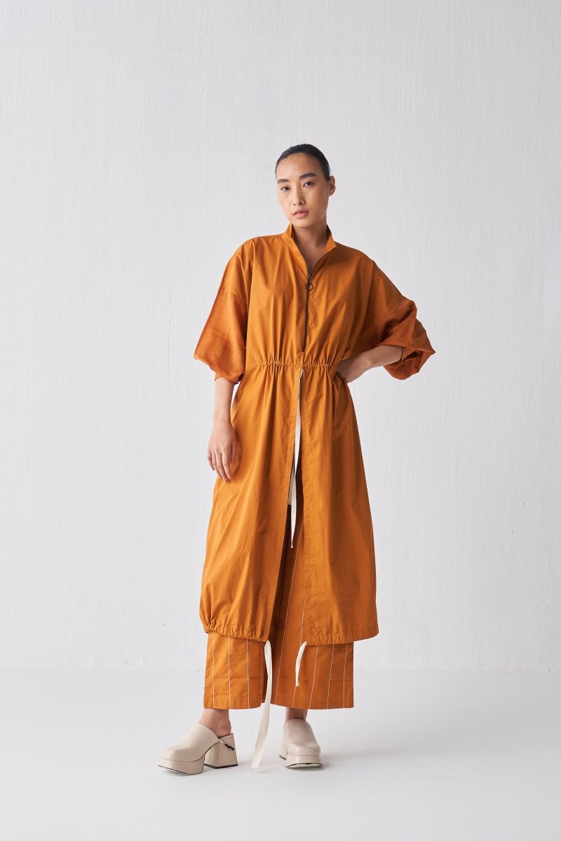 Drawstring Tunic Co ord - Rust - Three