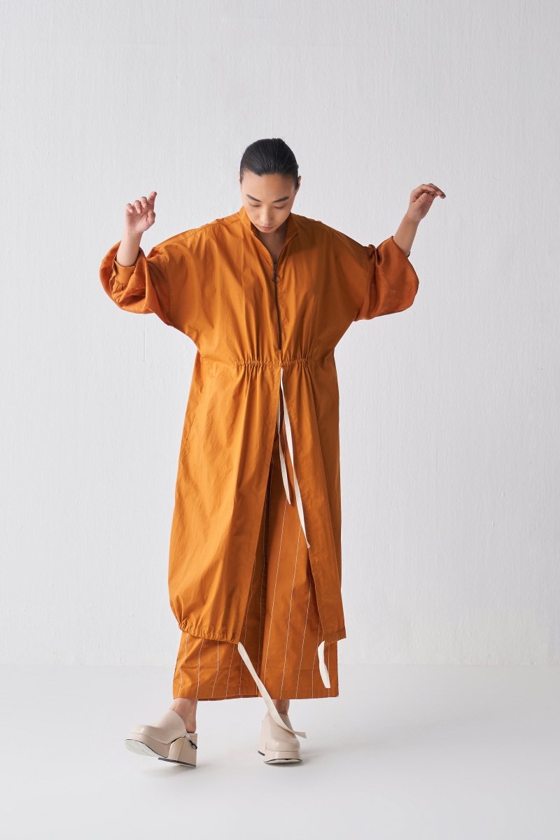 Drawstring Tunic Co ord - Rust - Three