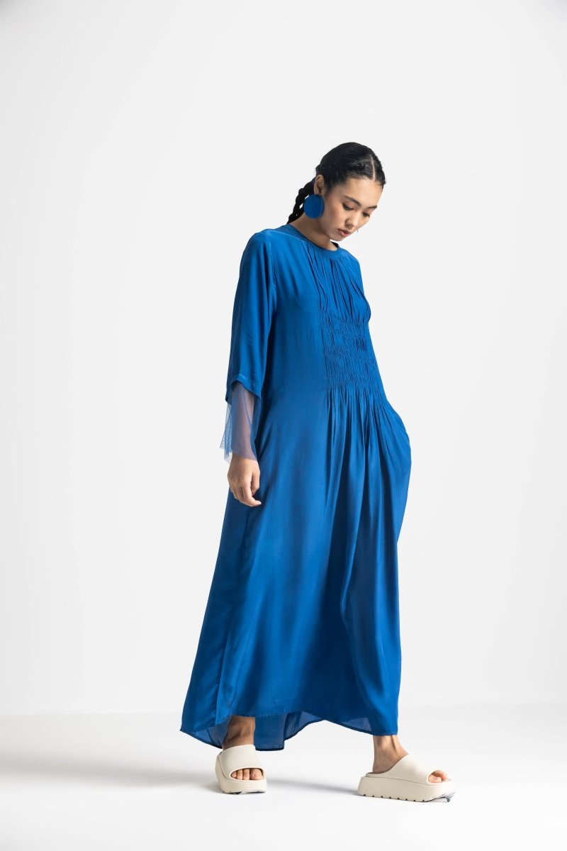 Elastic Waist Dress Co-ord - Electric Blue - Three