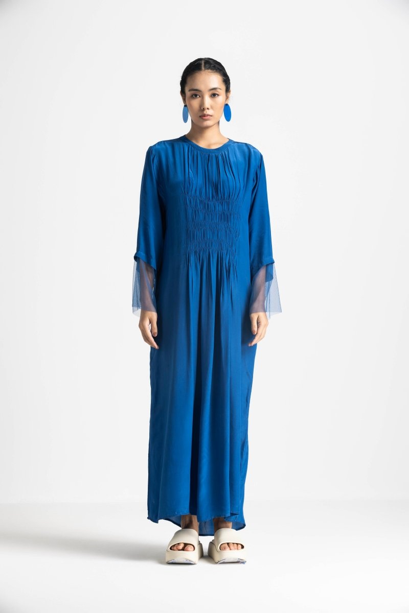 Elastic Waist Dress - Electric Blue - Three