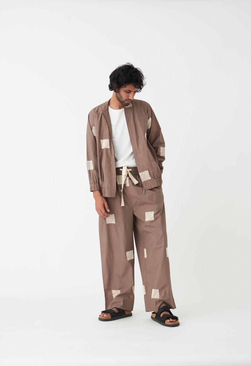 Embroidered Bomber Jacket Co-ord (Set of 2) - Cedar - Three