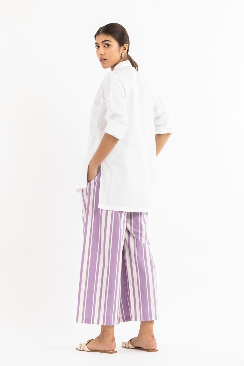 Embroidered Pleat Shirt White - Three