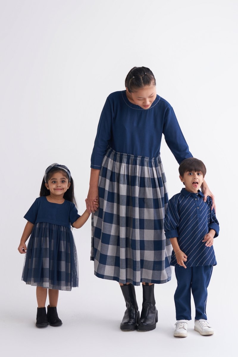 Embroidered Shirt Co-ord - Navy - Three