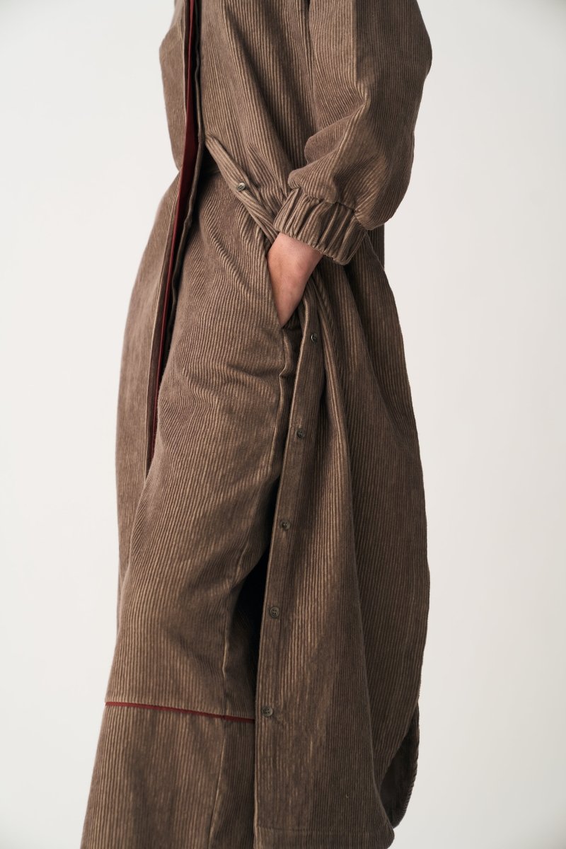 Everyday U-Hem Corduroy Shirt Co-ord - Umber (Set of 2) - Three