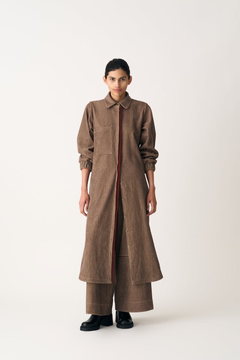 Everyday U-Hem Corduroy Shirt Co-ord - Umber (Set of 2) - Three