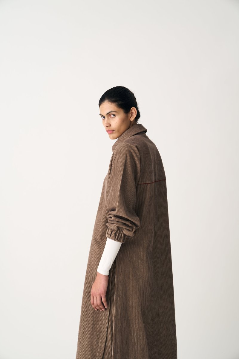 Everyday U-Hem Corduroy Shirt Co-ord - Umber (Set of 2) - Three