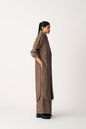 Everyday U-Hem Corduroy Shirt Co-ord - Umber (Set of 2) - Three