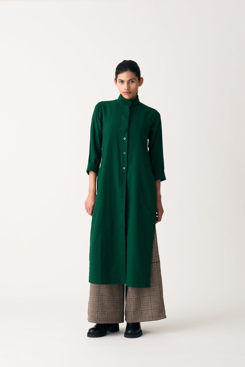 Flap Placket Tunic - Emerald Green - Three