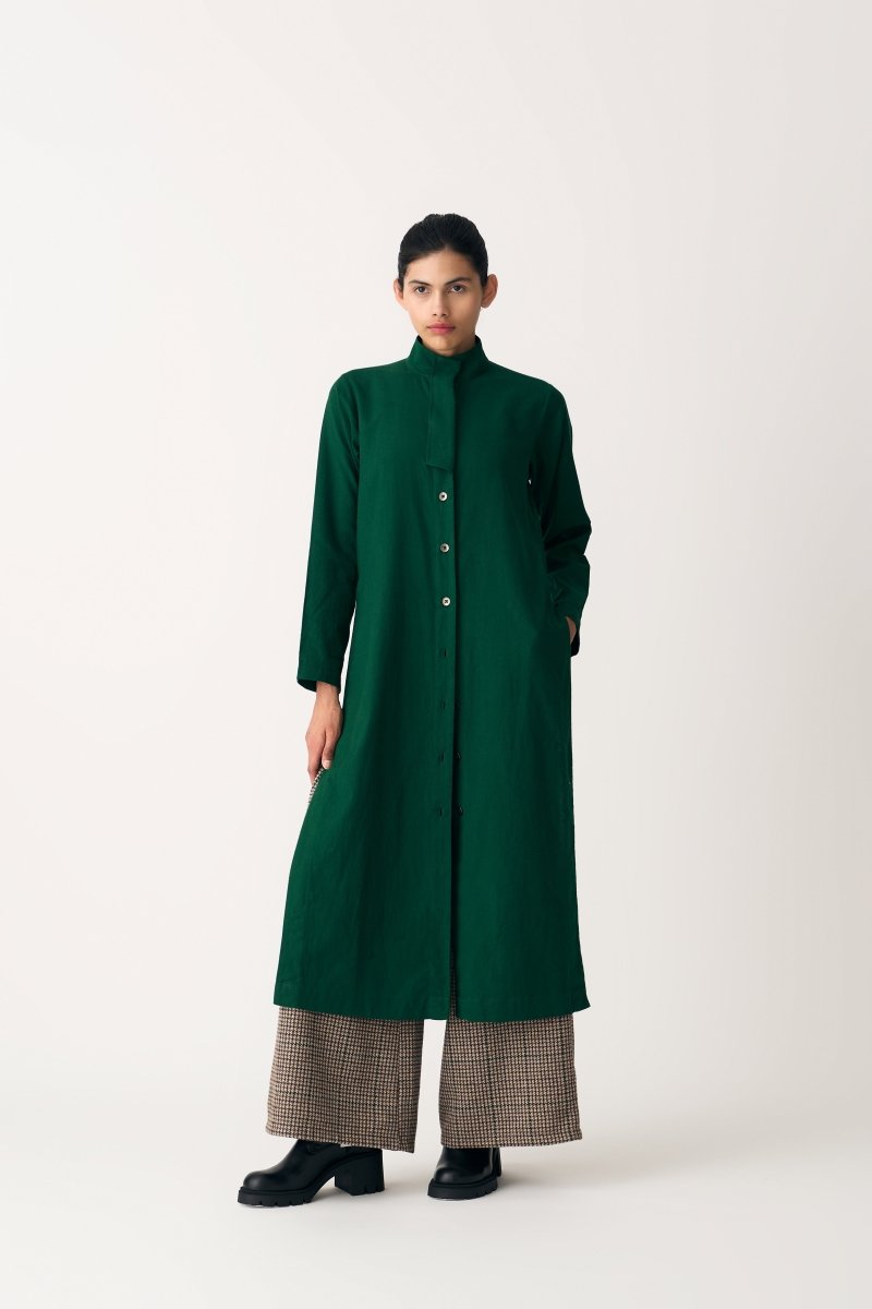 Flap Placket Tunic - Emerald Green - Three