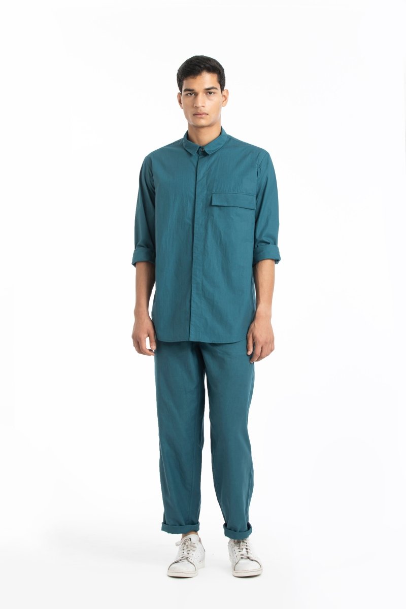 Flap Pocket Shirt Co-ord- Teal - Three