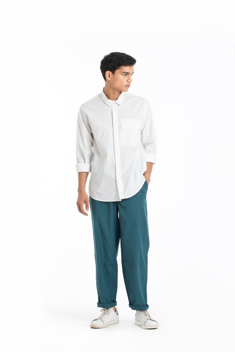 Flap Pocket Shirt Co-ord- White - Three