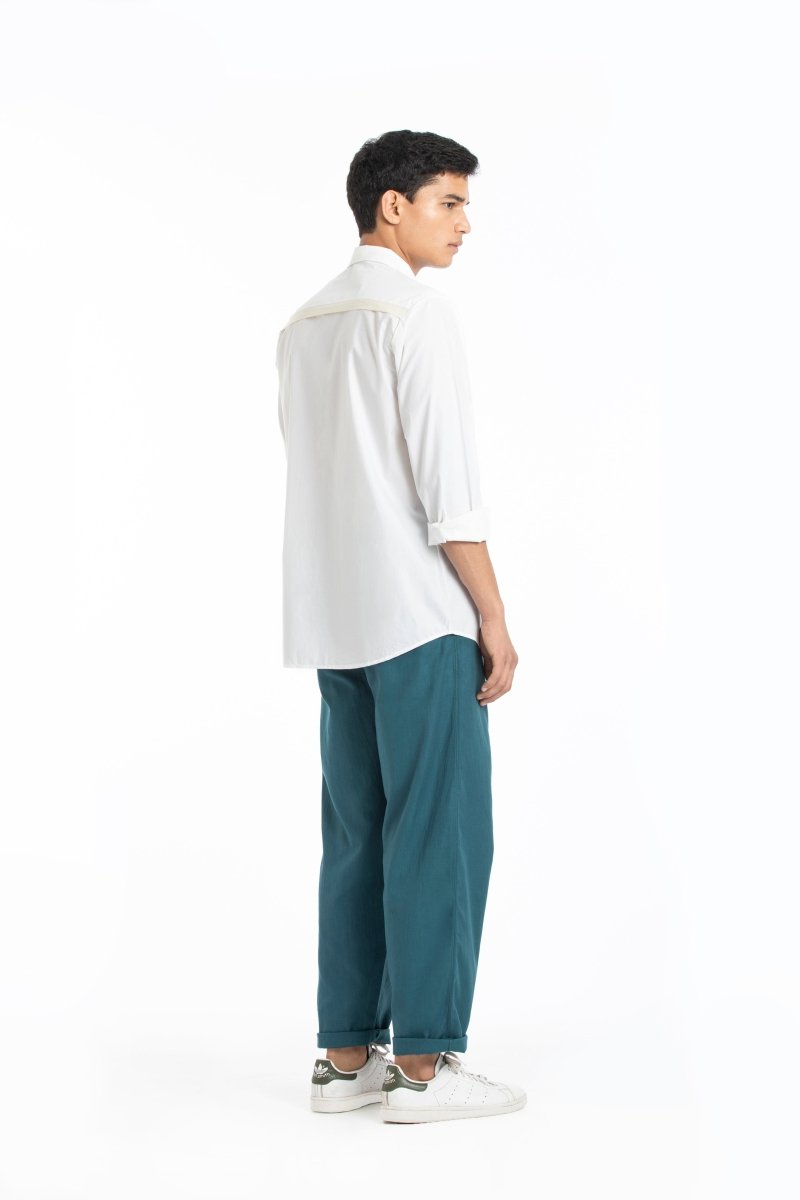 Flap Pocket Shirt- White - Three