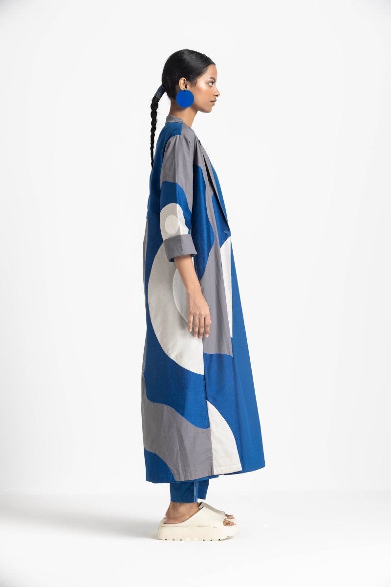 Floral Applique Jacket - Electric Blue - Three