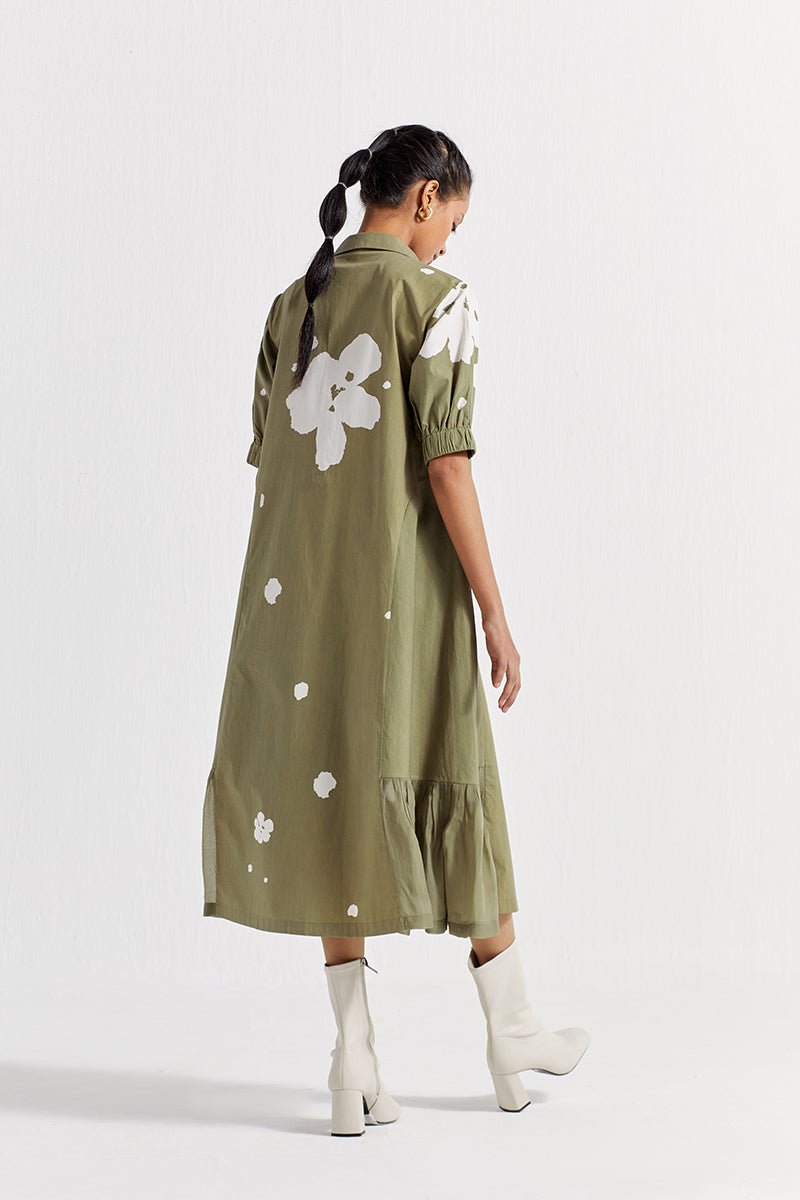 Floral Collared Dress - Sap Green Floral Collared Dress - Sap Green