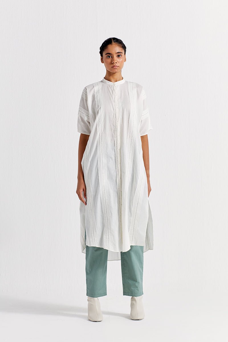 Frayed Edged Tunic - White - Three