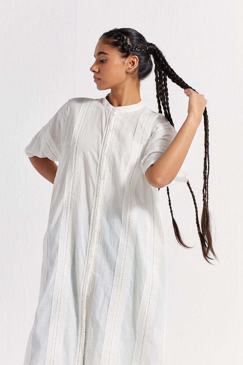 Frayed Edged Tunic - White - Three