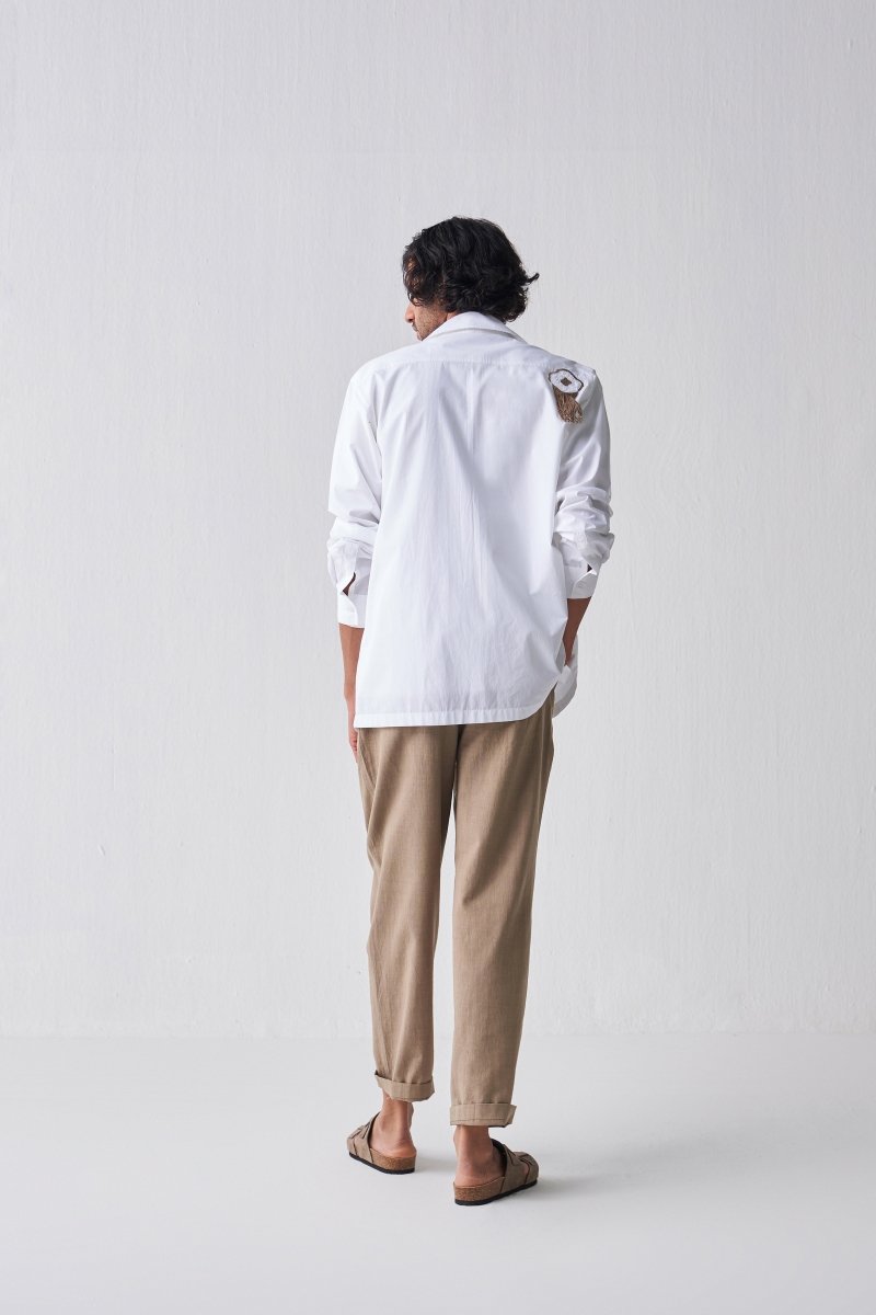 Fringe-Applique Shirt - White - Three