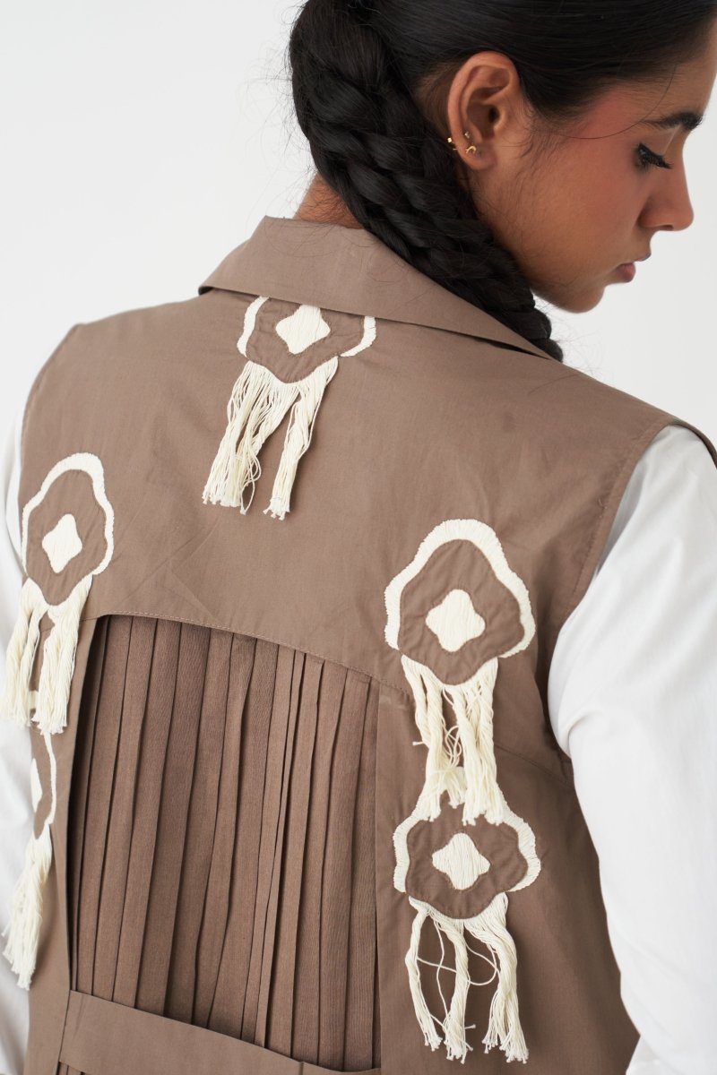 Fringe Back Pleat Jacket - Cedar - Three