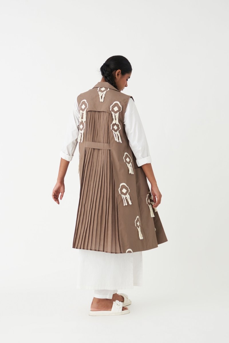 Fringe Back Pleat Jacket - Cedar - Three