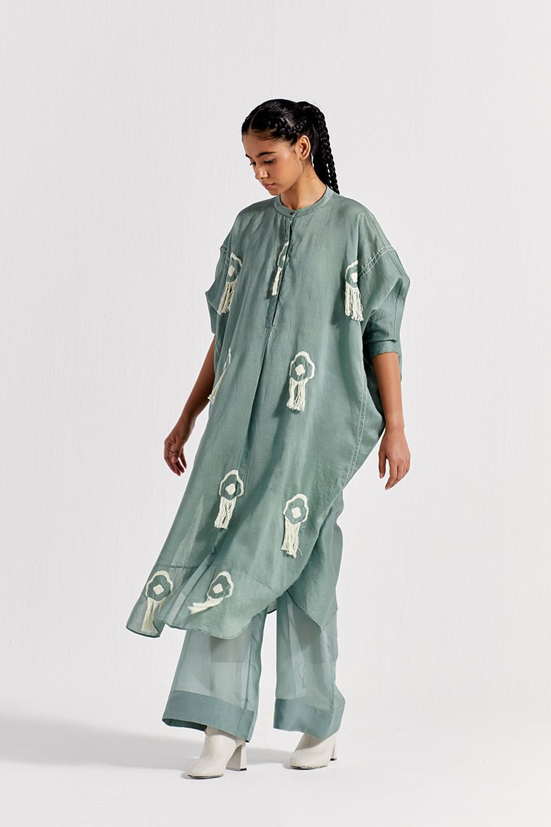 Fringe Bat Sleeve Shirt - Jade - Three