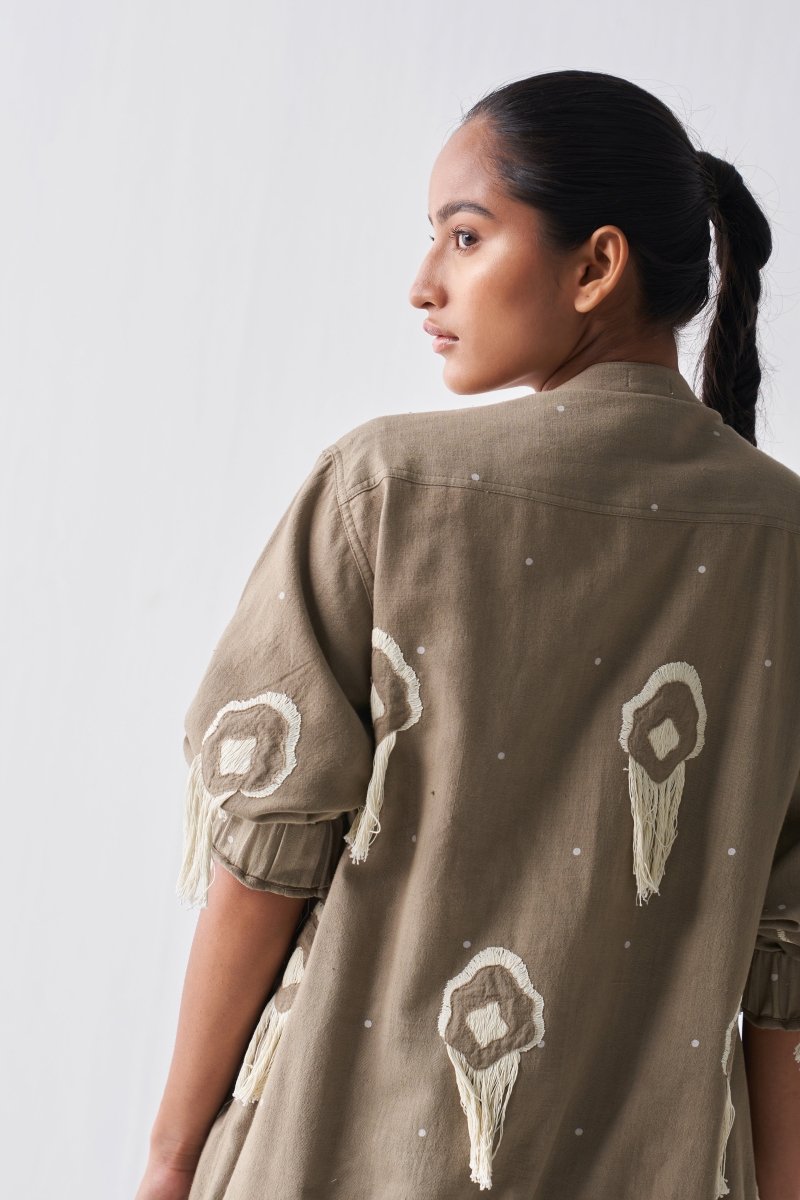 Fringe Bomber Jacket - Sage - Three